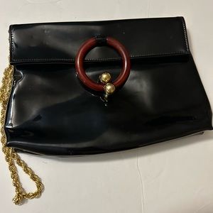Black vintage patent purse